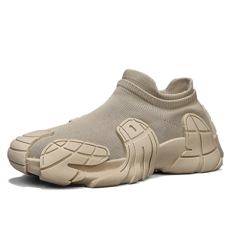 Men's Summer 2024 New Breathable Knitted Casual Sports Shoes Thick Bottom Running Socks Shoes Trendy Shoes Men's Shoes