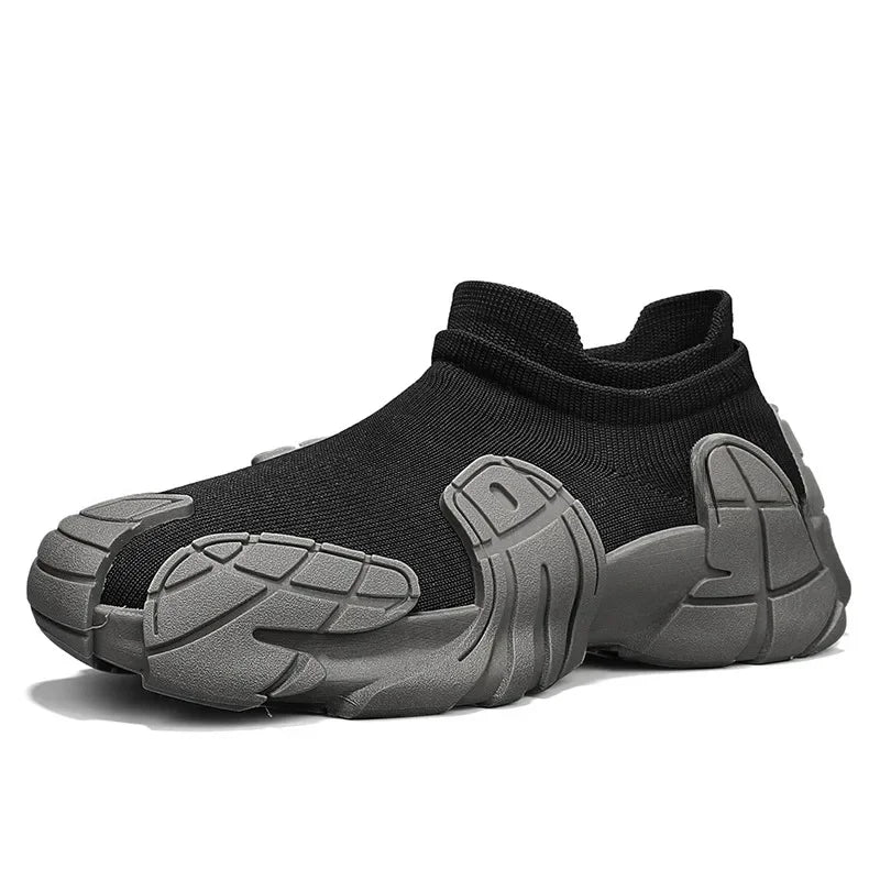 Men's Summer 2024 New Breathable Knitted Casual Sports Shoes Thick Bottom Running Socks Shoes Trendy Shoes Men's Shoes